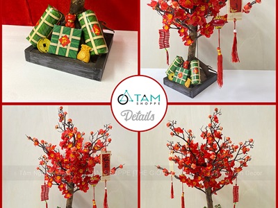 Cây Mai Đào thân gỗ để bàn [Tỉ mỉ - Nhẹ] C50cm CAYCANH-TET-01